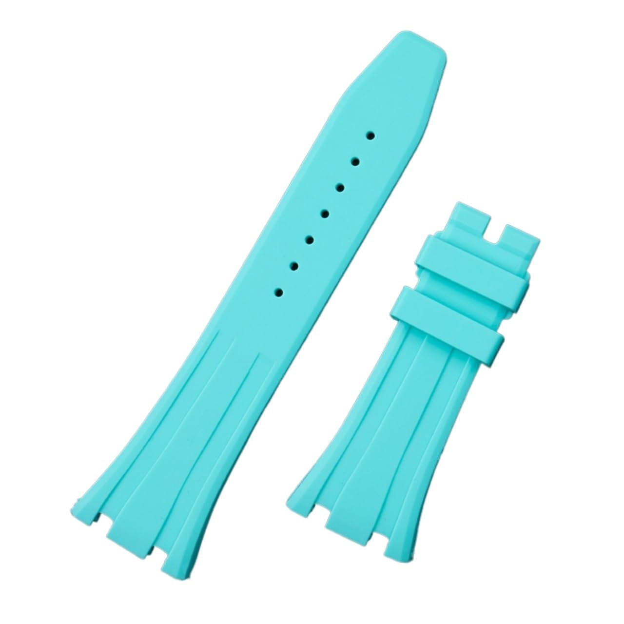 MENGKEG Bracelet De Montre En Caoutchouc De Silicone Souple De 26mm, Compatible Avec Les Crochets AP 15400/15500/26331(Turquoise,Rose Gold Hooks,Without Buckle)