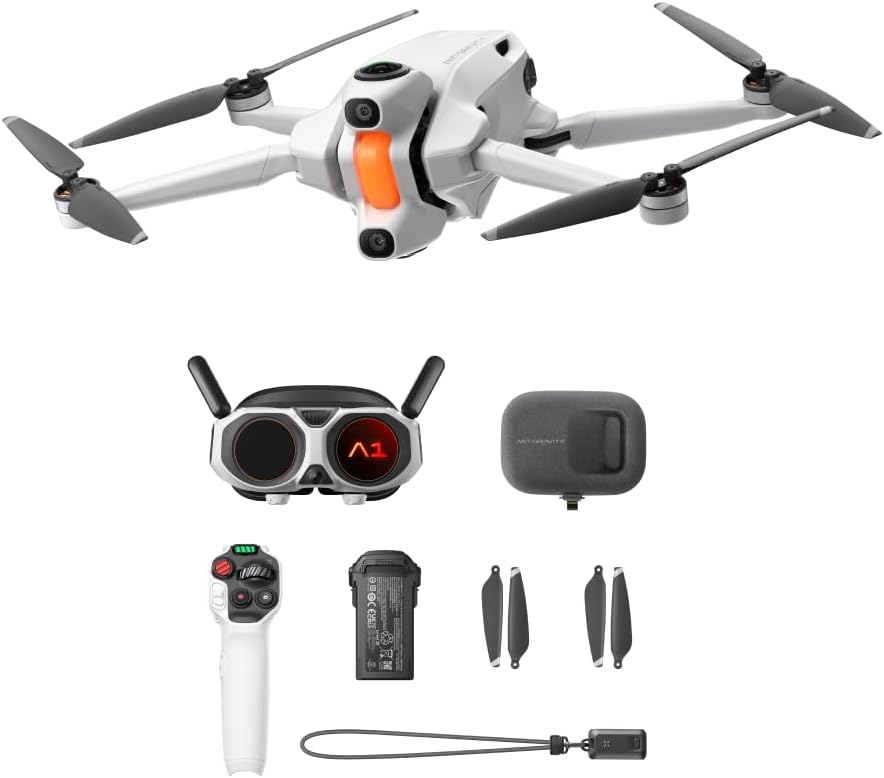 Antigravity A1 Drone (Powered by Insta360) - STANDARD Bundle 8K 360 Degree 249g Foldable Drone & Goggles for Immersive Flight with Point-to-Fly Motion Control with Case / 1x Battery