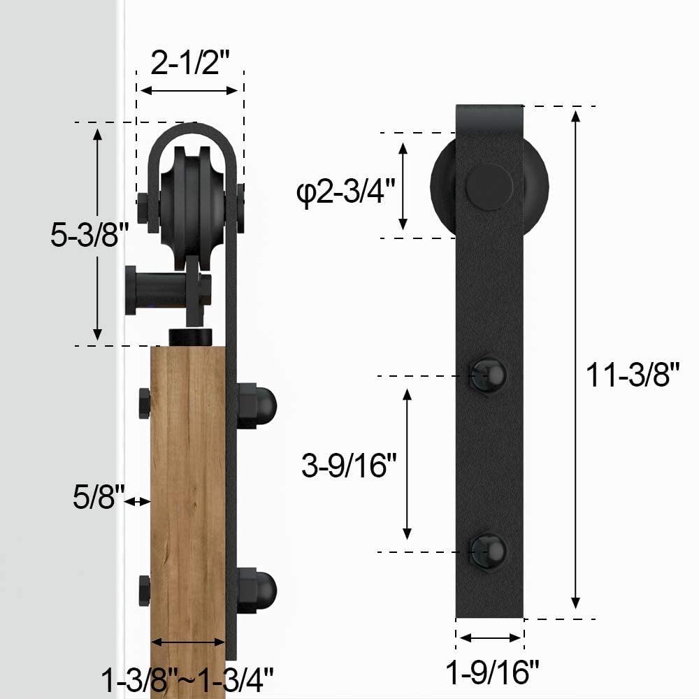 Kit di armadietti per armadietti per Porte scorrevoli in Legno per fienili Bypass a Binario Singolo per Porte Doppie in Legno Kit Hardware per Porte scorrevoli in Un Unico Pezzo per Porte da fienile