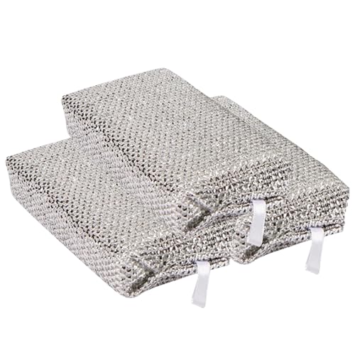 Brosse à récurer en laine d'acier – Chiffons de vaisselle anti-rayures – 3 chiffons de nettoyage en maille métallique multifonction pour la maison, les restaurants