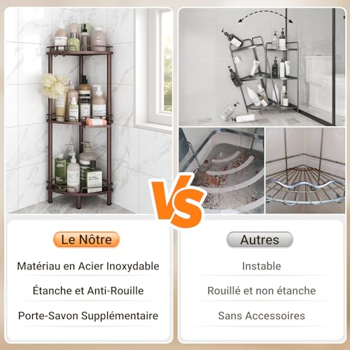 Étagère d'angle de douche au sol pour optimiser l'espace de votre cabine de bain
