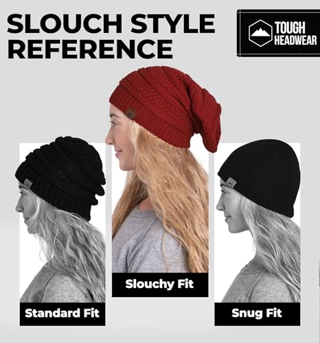 Image of Tough Headwear Slouchy Oversized Beanie Hat - Warm Winter Hats for Women - Stretch Fit Mens Beanie