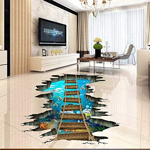 Adhesivos para piso 3D Puente Oceánico de madera PVC miniatura 7