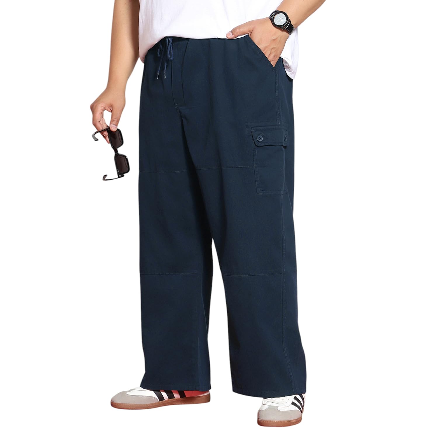 urbano plus Men's Loose Baggy Fit Cargo Jogger Chino Pant with 6 Pockets Stretchable-picture-28