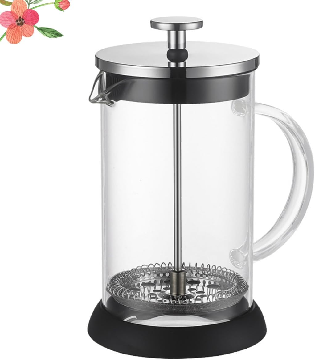 Stainless Steel Coffee Press Pot with Heat Resistant Filter Multi-function Tea Kettle Infuser for Hot and Cold Beverages Easy to Clean Black Coffee Maker for Household Use