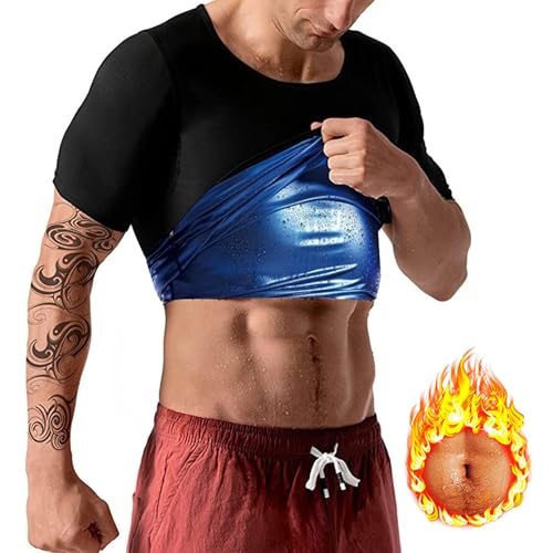 Vuirrm Sauna Vest for Men, Men's Heat Trapping Sweat Vest, Mens Slimming Corset Burn Fat Tummy Control Shapewear Sweatshirts Top, 4XL/5XL,Blue
