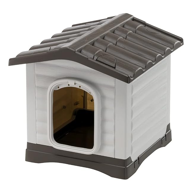 Ferplast Caseta Perros Exterior DOGVILLA 50, Caseta Perro, Casa para Perros, Base Drenante, Base Aislante