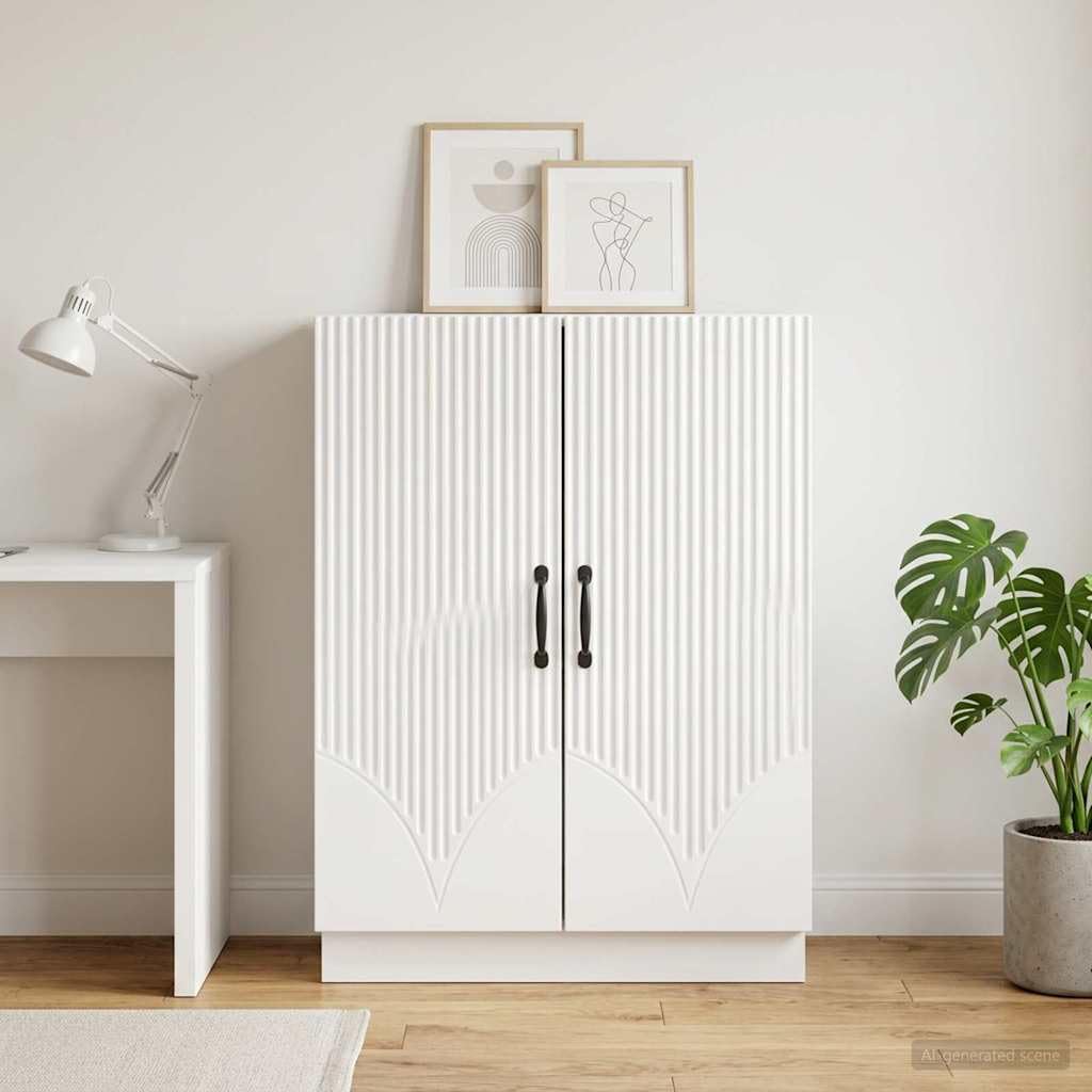 Générique Credenza bianca 66 x 34,5 x 87 cm Legno di Ingenierie | Scomparti e cassetti, portaoggetti stoviglie, cura panno umido, per sala da pranzo soggiorno cucina