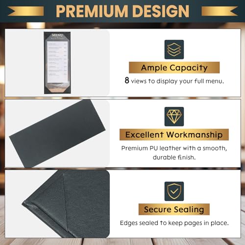 10 pack 1 view menu holder menu covers 42534 x 1134  10 pack black leather menu sleeves book style for restaurant coffee bars wine list 1 view 10 pack