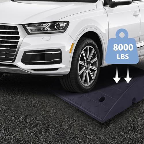 BESEA 2Pack Rubber Curb Ramp 7\" inch High 17\" Length for Driveway Curb Ramp, Car, Motorycle, Loading Dock, Truck, Pickup Truck, Threshold Ramp(2Pack, 7 INCH Rise)