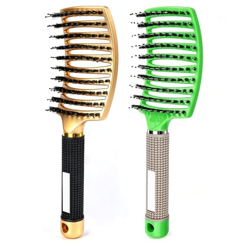 Cepillo para desenredar el cabello sin tirones con púas flexibles antirotura, 2 uds