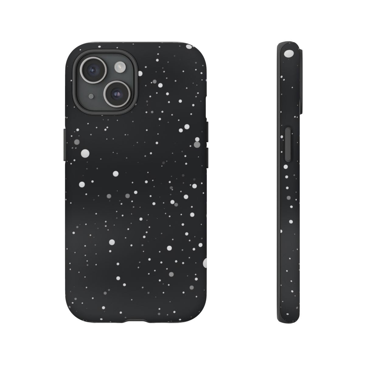 Coque iPhone 15 rigide mate texture spatiale minimaliste à pois - 4
