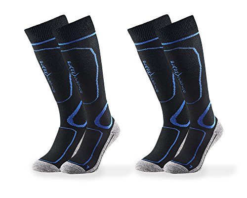 2 Paires Black Embout Crevice Homme Blue Chaussettes de Ski, Black/Blue, 43-46 Cover