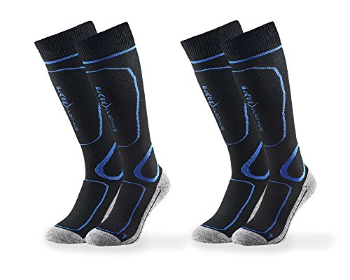 Black Embout Crevice Messieurs 2 Paires Blue Chaussettes de Ski, Noir/Bleu, 35–38