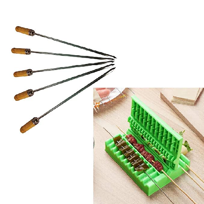 Hiki Ziki Barbecue Stringer Food String | Skewers Kebab Maker Box | Beef Meat Vegetable String Grill | Barbecue Kitchen Accessories | BBQ Gadget Barbecue Stringer + 8 pcs Stick BBQ 3