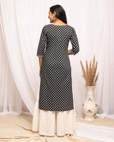 Image of FIORRA Womens Cotton Straight Fit Floral Printed Kurta