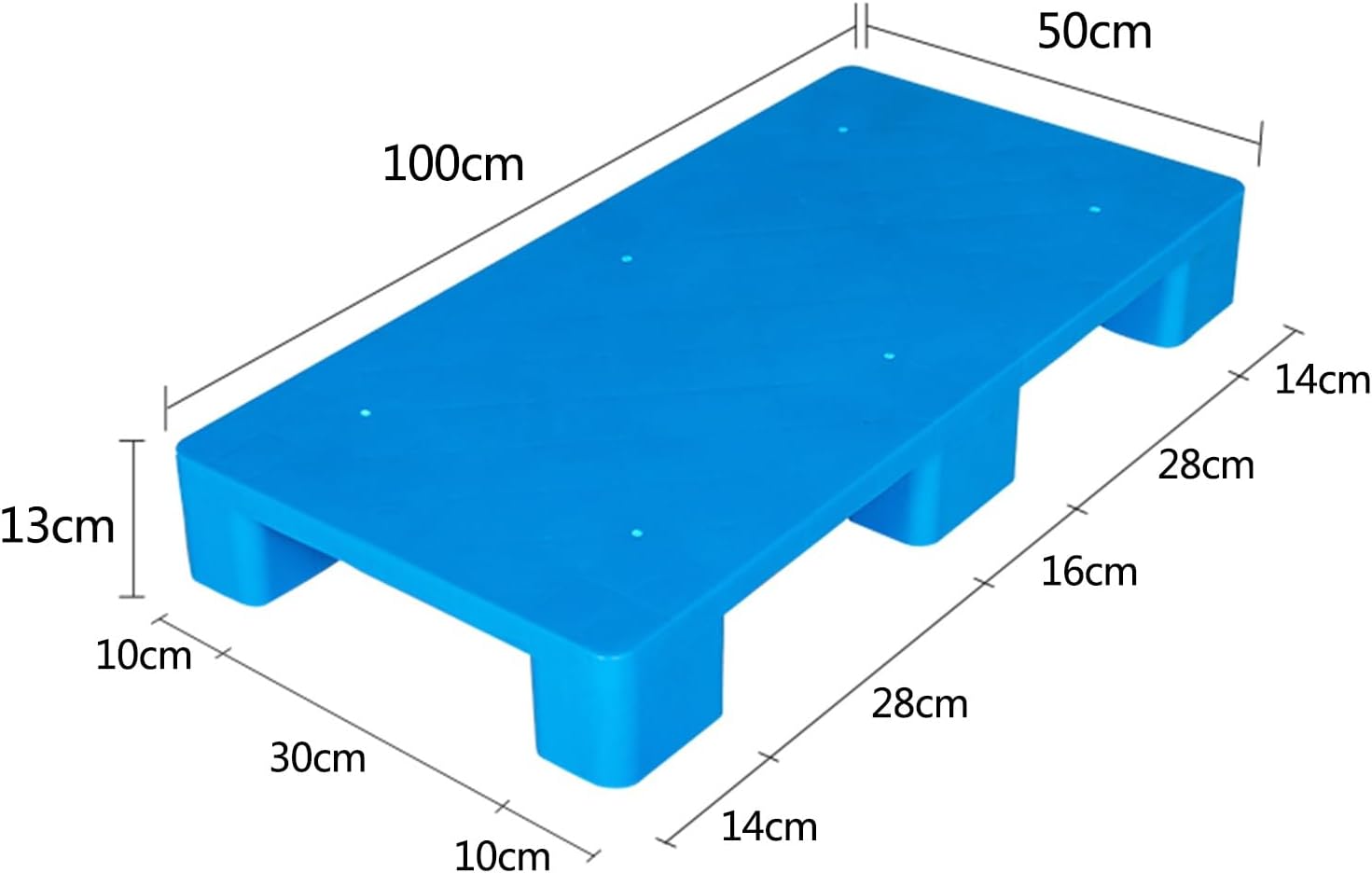 Polyethylene Plastic Pallets, Goods Shipping Floor Shelves, Combination Storage Grid Pad for Warehouses Factory Workshop, Easy to Stack (Color : Blue-1 Pack, Size : 100x50x13cm)