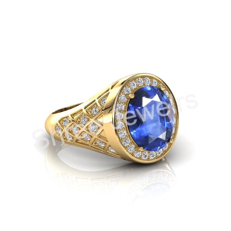 Bague réglable en saphir bleu naturel carré de 12 carats pour homme