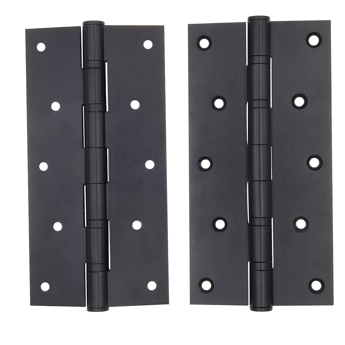 2 bisagras de puerta de acero inoxidable de 8 pulgadas con esquina cuadrada para puerta de madera resistente, 1/8 pulgadas de grosor, negro mate (negro)