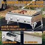 ONLYFIRE GRILLS Gas Grill Griddle, 3 Burner Propane Gas Griddle with Foldable Legs, 24” Portable Tabletop Flat Top Grill for Outdoor Cooking, BBQ Grill No Lid Camping RV, Stainless Steel GS311