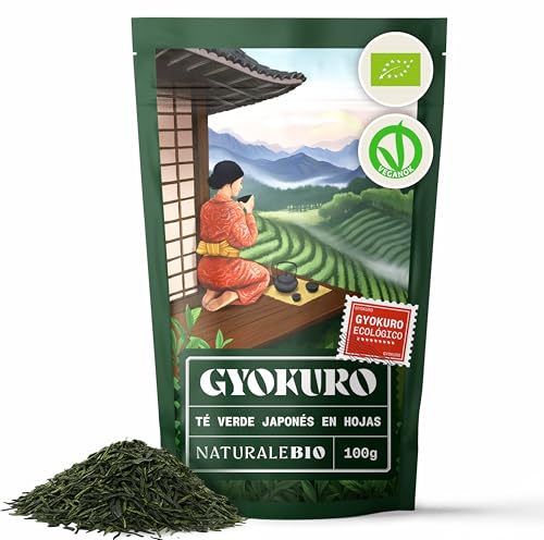 NaturaleBio Té verde Gyokuro Japonés Orgánico de 100g. Bio, Natural y Puro, Té verde en hojas provenientes de la primera cosecha cultivado en Japón. Organic Japanese Gyokuro Green Tea.