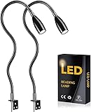 Licchily LED-Leselampe, Nachttischlampen, 200Lm / 3000K / 3W / 110-240V AC, Abstrahlwinkel: 30°, Schwanenhalslänge: 48cm, Netzkabellänge: 2m, Warmweiß, 2 Stück (Ein- / Aus-Schalter) (schwarz)