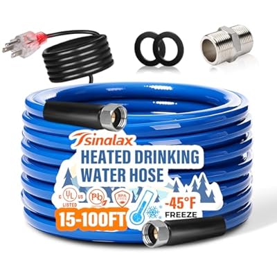 15FT 30FT Heated Water Hose for Rv,-45 ? Antifreeze Heated Drinking Garden Water Hose,Lead-Free & BPA-Free, Rv Freshwater Hoses with Fittings, Rv Accessories