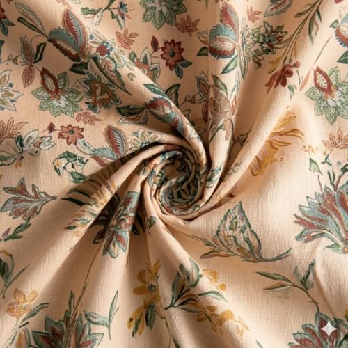 Image of Cotton Bolls Textiles Glace Cotton Flat Bedsheet 90x90 Inch with 2 Pillow Covers - Soft Breathable Glace Cotton, Printed Bedding Set for Double Bed