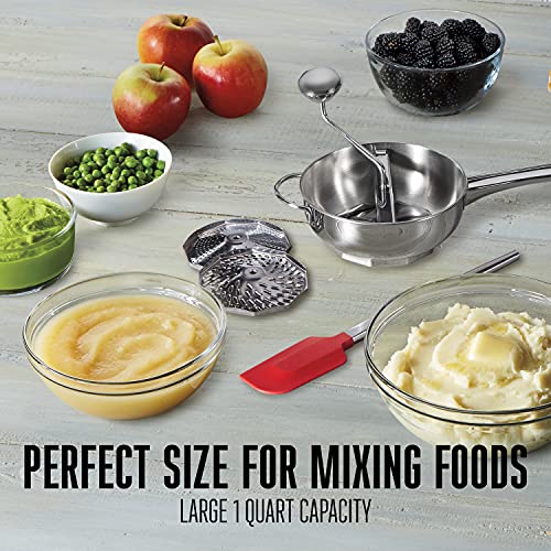 Weston Stainless Steel Food Mill , 2 Quart Capacity, 3 Milling Discs, Dishwasher Safe #TOP4