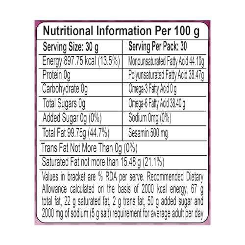 Image of Patanjali Pure Sesame Til Oil 1L - Cold Pressed Natural Edible Cooking & Massage Til Oil | 100% Pure | No Additives | 100% Vegetarian | For Cooking & Frying Use (Pack of 3)