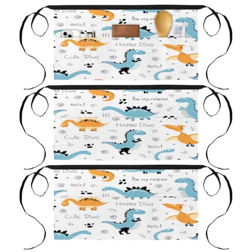 Tablier court de chef demi-tablier cuisine restaurant bistrot lot de 3 avec 3 poches