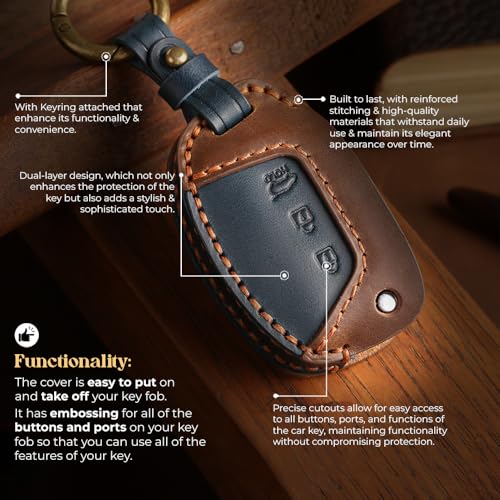 Image of Keyzone dual leather key cover for Hyundai Exter, i20, Creta, Venue, Tucson, Alcazar, Grand I10, Aura, Xcent flip key