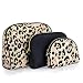 Once Upon A Rose 3 Pc Cosmetic Bag Set, Purse Size Makeup Bag for Women, Toiletry Travel Bag, Makeup Organizer, Cosmetic Bag for Girls Zippered Pouch Set, Large, Medium, Small (Black & Leopard)