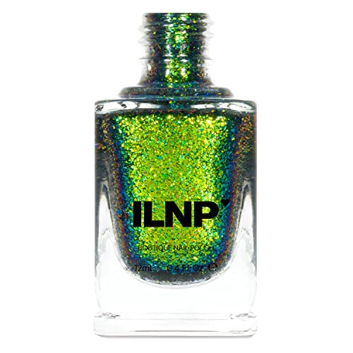 Image of ILNP Open Fields - Grass Green, Yellow, Blue Ultra Chrome Color Shifting Flakie Nail Polish
