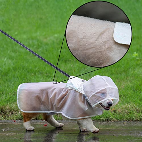 Edoxus Hunderegenmantel Haustier Verstellbar Regenjacke mit Kapuze Transparent Wasserdicht Hundejacke Eva Poncho für Kleine Mittlere Hunde, M