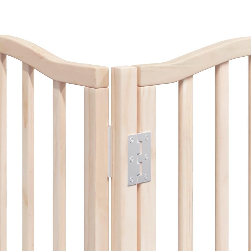 Homgoday Barrera para Perros,Barrera de Seguridad para Perros Mascotas,Puerta Seguridad Perros Puerta para Perros Plegable 9 Paneles Madera de álamo 450 cm