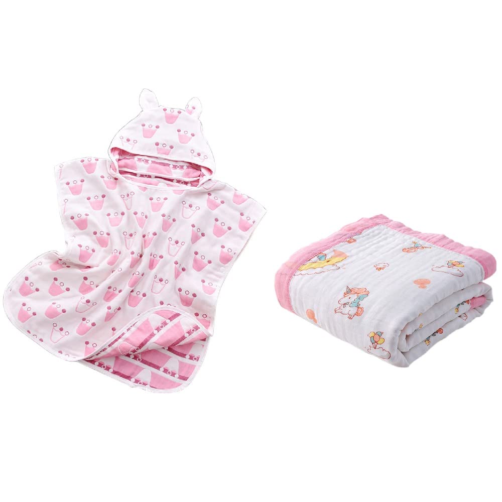 Babyzone Premium 6-Layer Baby Bath Towel & Robe Set,Ultra Soft & Absorbent, Versatile Baby Blanket & Sleepwear,Perfect Baby Gift Packaged in Luxury Gift Box