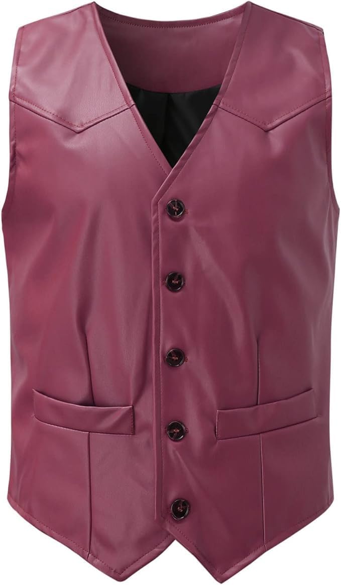 Men's genuine Leather Vest, Casual Western Motorcycle Vest, V-Neck Leather Waistcoat, Classic Cowboy Coat Vest