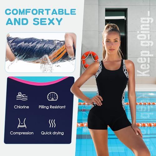 Zando One Piece Swimsuit Women Boyleg Swimsuits for Women One Piece Tummy Control Bathing Suit Sporty Boyshorts Swimwear3