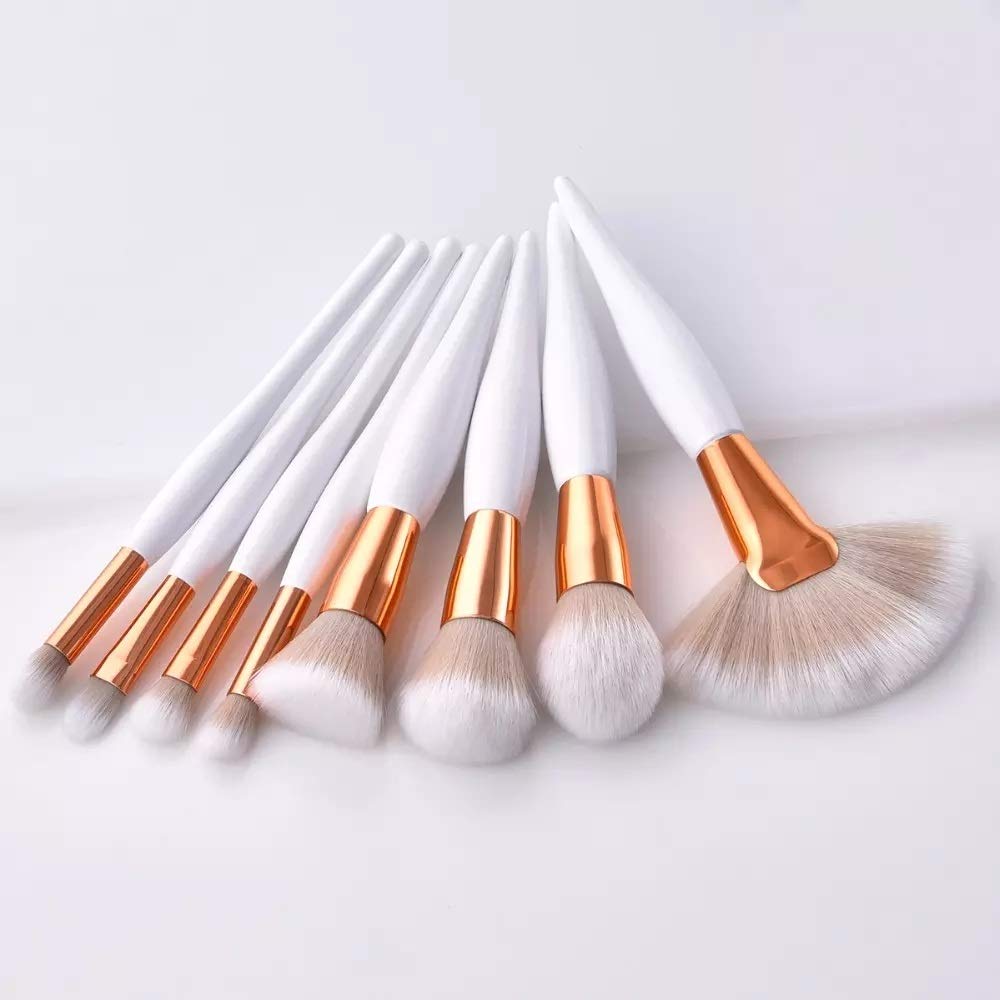 Kit De Brochas De Maquillaje con Cerdas Sintéticas Suaves Y Mango De Madera. Brochas para Base, Colorete Y Sombra De Ojos. Herramientas Cosméticas De Maquillaje. Paquete De 3.