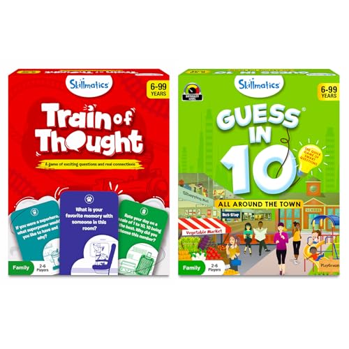 Skillmatics Train of Thought & Guess in 10 All Around The Town Bundle, Games for Kids, Teens & Adults