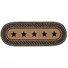 VHC Brands Farmhouse Primitive Jute Black Textured Table Runner w Stenciled Stars 13×36