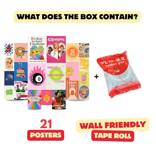 Image of Yellow Town India Y2K Crush Poster Kit | Pack of 21 MultiSized Art Prints + Wall Friendly Adhesive | 300 GSM | Pink Girly Self Love Aesthetic Posters | Room Decor for Hostels & Dorms