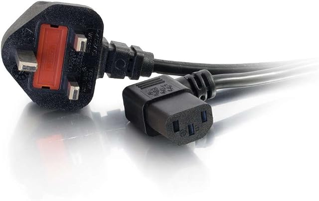 C2G C2G82036 3 Metre 16 AWG 90 degree power cable (IEC320C13R to BS1363) Right Angle Kettle lead, Black