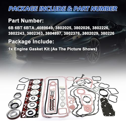 Image of 6B 6BT 6BTA Engine Overhaul Gasket Kit Fits for Cummins Dodge Ram Pickup 5.9L 12V Cummins Engine Excavator Aftermarket Parts