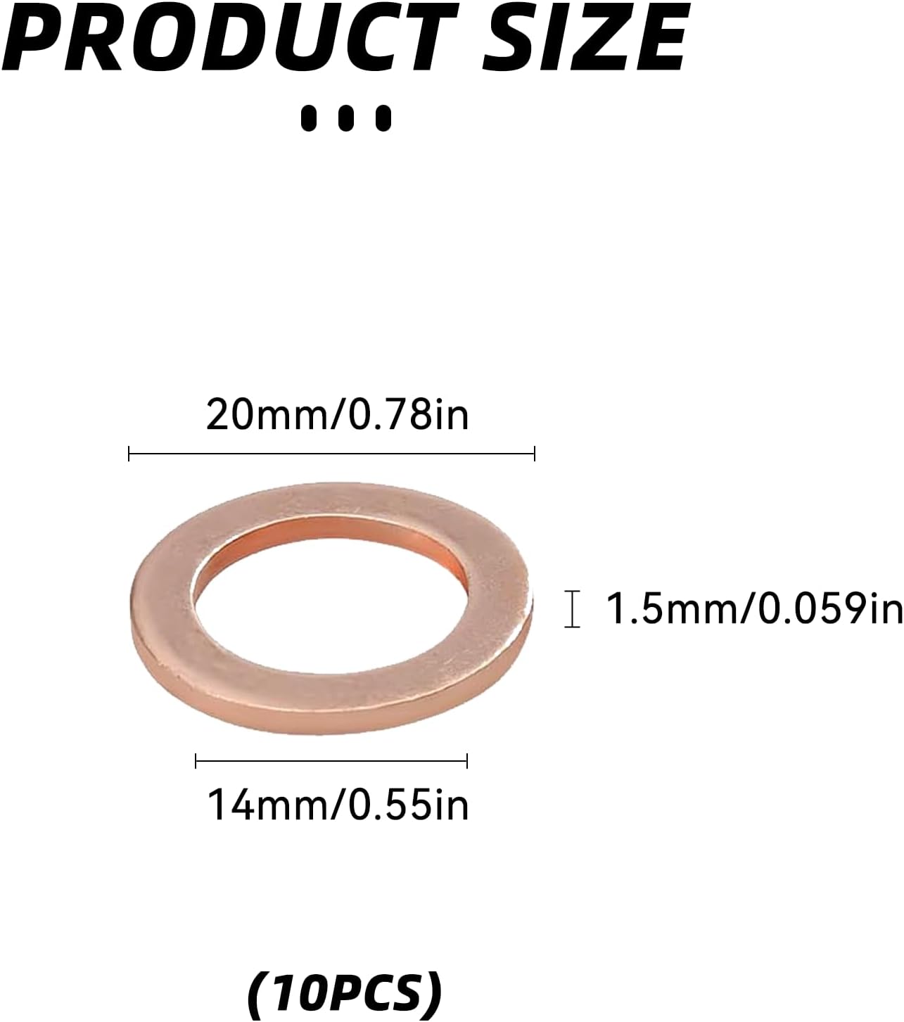 10 PCS Oil Drain Plug Gasket, 14mm Cooper Crush Washer Oil Sealing Gaskets, Automotive Replacement Drain Plug Gaskets Compatible with OEM PN Part 007603-014106, Car Accessories (10PCS)