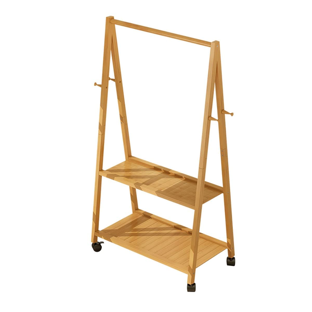JYBNBBE Portable 2-Tier Rolling Clothes Rack with Shoe Shelves - Adjustable Garment Stand for Bedroom, Mudroom & Closet - Sturdy Storage Solution for Coats & Accessories