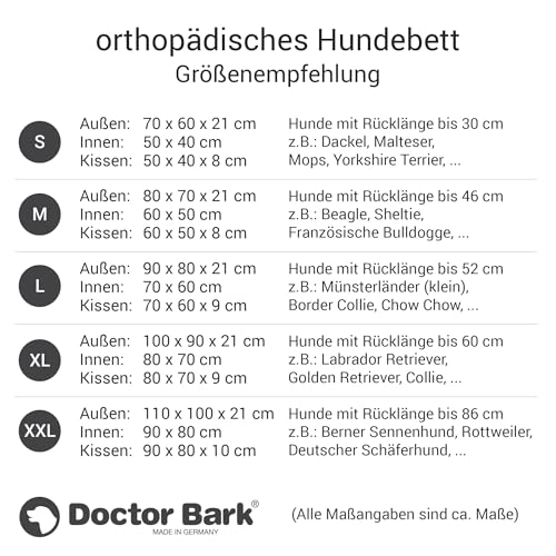 Doctor Bark Hundebett Orthopädisch - Waschbar bis 95°C, Geruchsfrei & Hygienisch - Kuscheliger Hundekorb Mittelgroße Hunde mit Hundematratze (L - 90x80 cm, Grau)