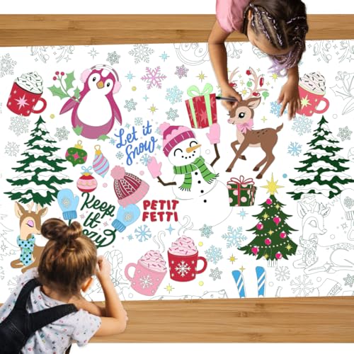 xo, Fetti Christmas Paper Coloring Tablecloth - 9' x 4.5' | Winter Holiday Party Decorations, Snowman Tablescape, Wonderland Arts & Crafts, Kids Activity, Cute DIY Table Cover