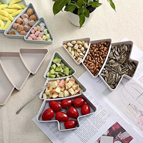 Tofficu Creative Christmas Tree Shape Serving Platter Fruit Plate Household Plastic Nuts Snacks Plates Portable Dishes Serving Tray For Xmas Holiday Party (White) #TOP3